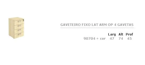 Gaveteiro Fixo Lateral Armário op 4 Gavetas · código 115