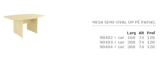 Mesa Semi-oval op Pé Painel · código 122